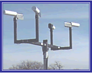 The four head sensor is capable of measuring visibility in fog, snow, rain, haze, smoke, dust, and sand